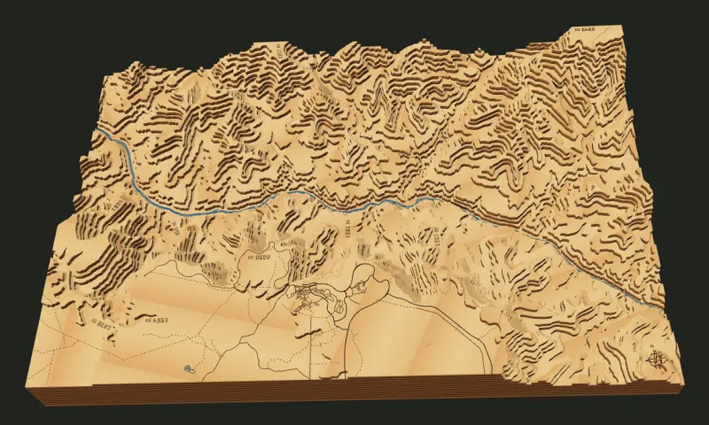 Grand Canyon layered relief rendered in TopoStack.