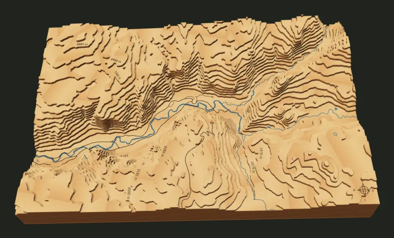 Yosemite Valley layered relief rendered in TopoStack.